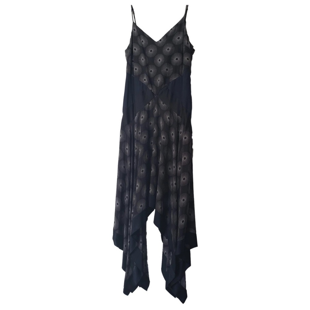 Diane Von Furtenberg Scarf Hem Midi Dress in Navy /Black (US 14)